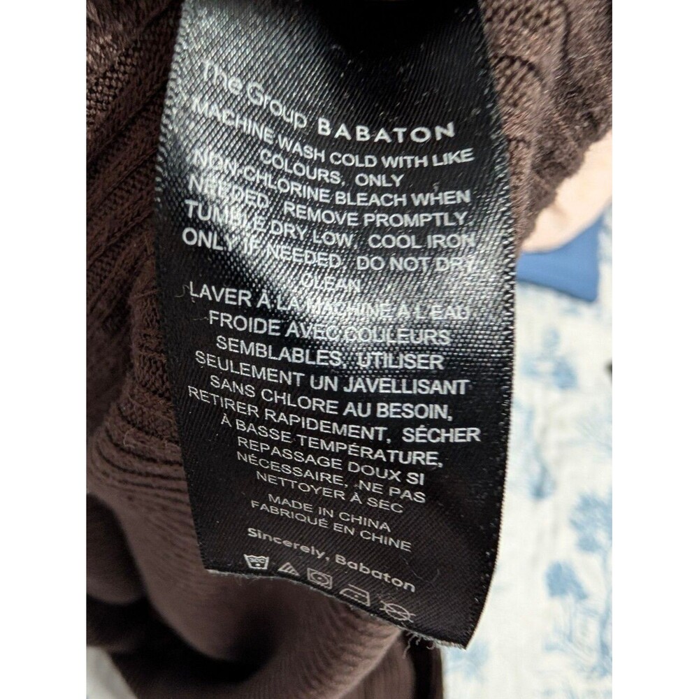 Babaton Traverse Brown Rib Turtleneck Top Medium Quiet Luxury Minimalist Cozy - Picture 5 of 6